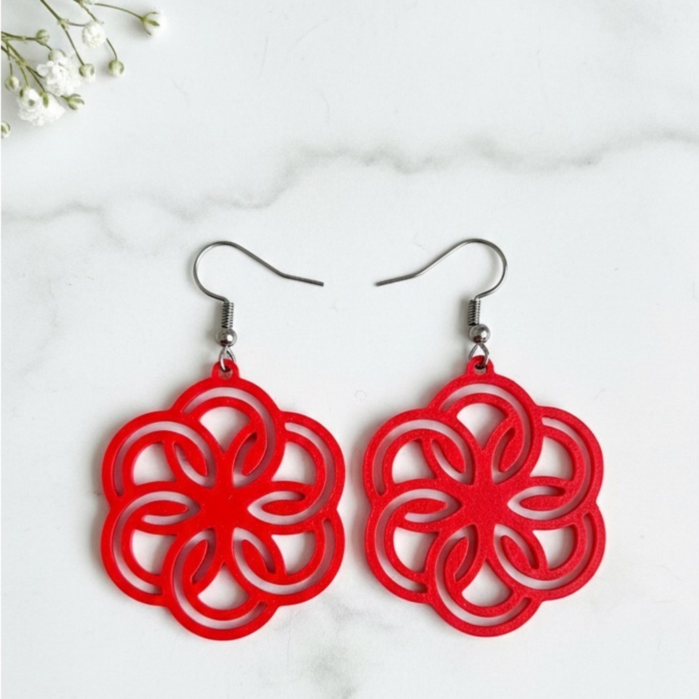 The Forest Curve Red Earrings